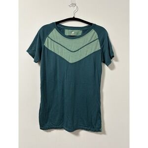 Woolly Women's MerinoAire Crew Tee, Color -Teal & Eucalyptus Large